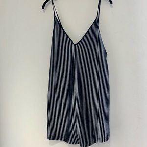 NWT Zara navy and white vertically striped lounge romper